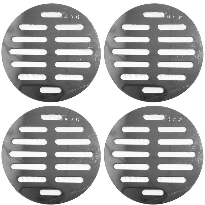 NGe 4Pcs Silver Tone 304 Stainless Steel Round Floor Drain Cover Drain Protection Cover 4 Inch 12 Holes - Image 1